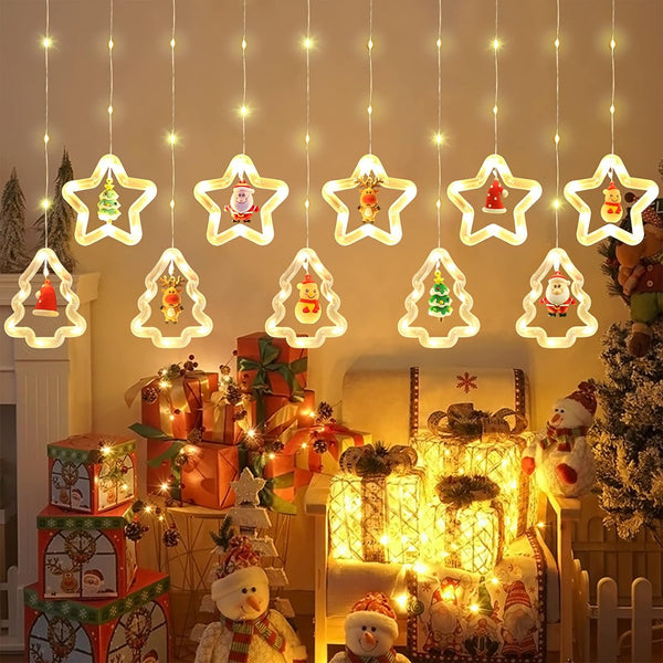 Star + Tree Christmas Curtain Light