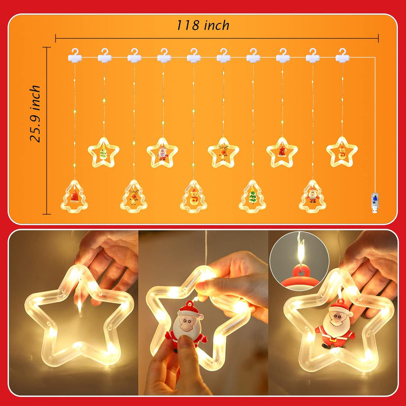 Star + Tree Christmas Curtain Light