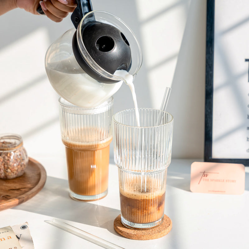 Ribbed Glass Tumbler with Straw - COD Not Applicable