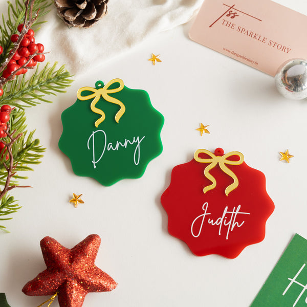 Personalized Ornament - Christmas Bow - Single - COD Not Applicable