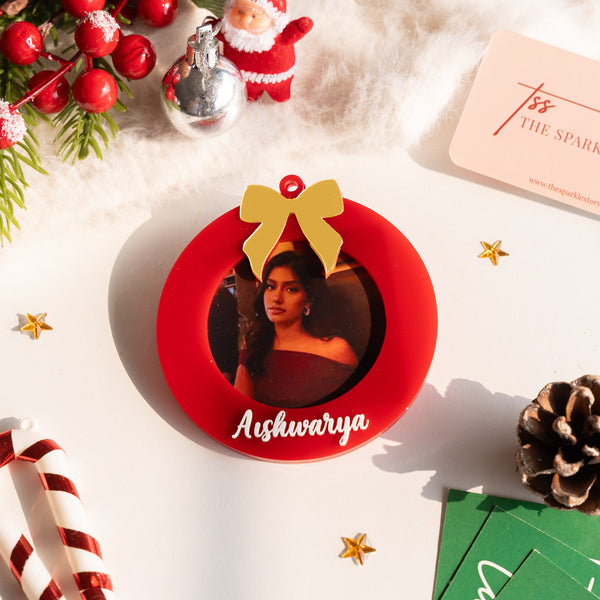 Personalized Photo Ornament - Bow - COD Not Applicable