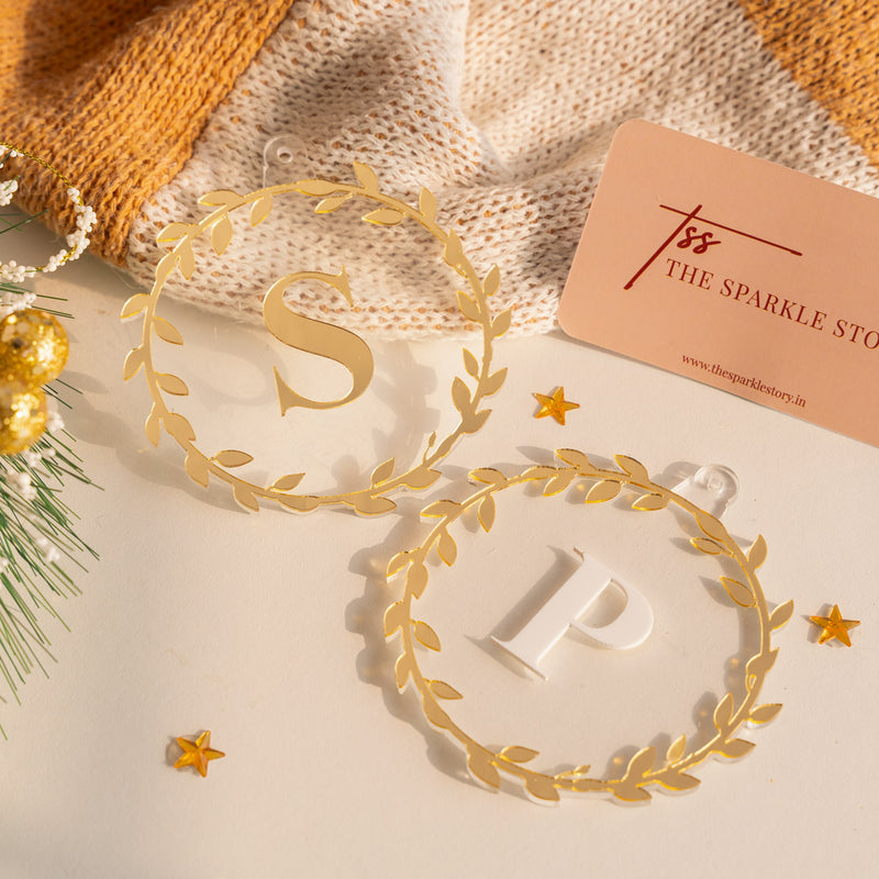 Personalized Ornament - Leaf Wreath - Initial - COD Not Applicable