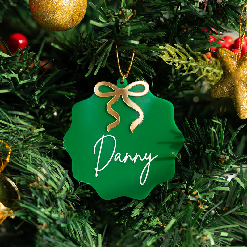 Personalized Ornament - Christmas Bow - Single - COD Not Applicable