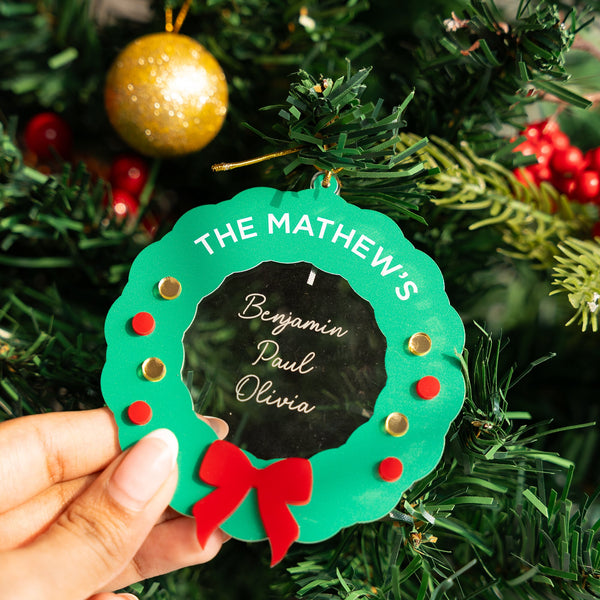 Personalized Family Ornament - Wreath - COD Not Applicable