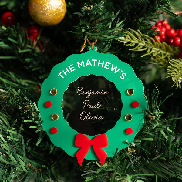 Personalized Family Ornament - Wreath - COD Not Applicable