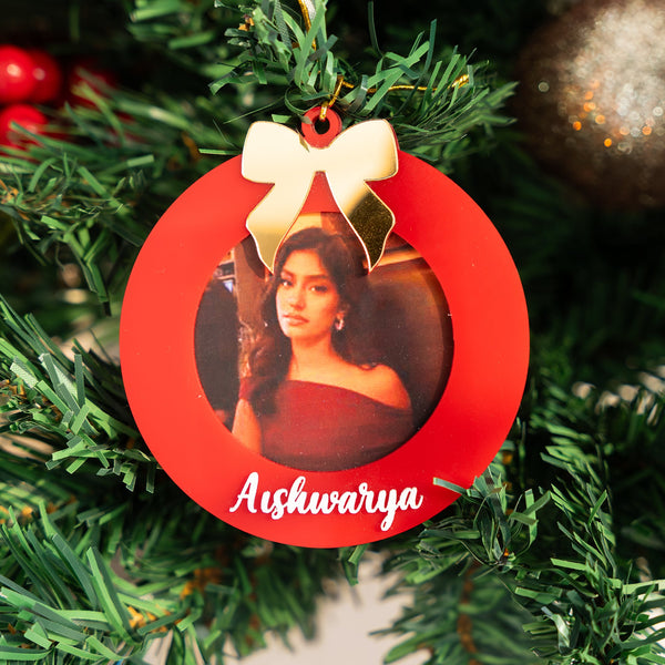 Personalized Photo Ornament - Bow - COD Not Applicable