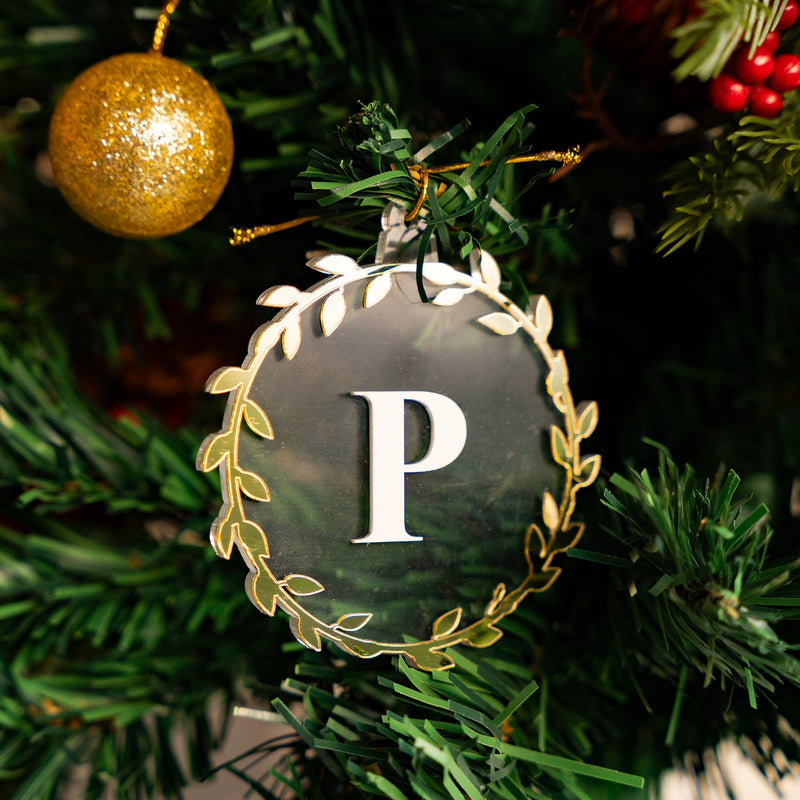 Personalized Ornament - Leaf Wreath - Initial - COD Not Applicable