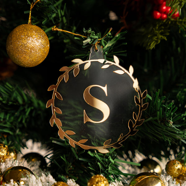 Personalized Ornament - Leaf Wreath - Initial - COD Not Applicable