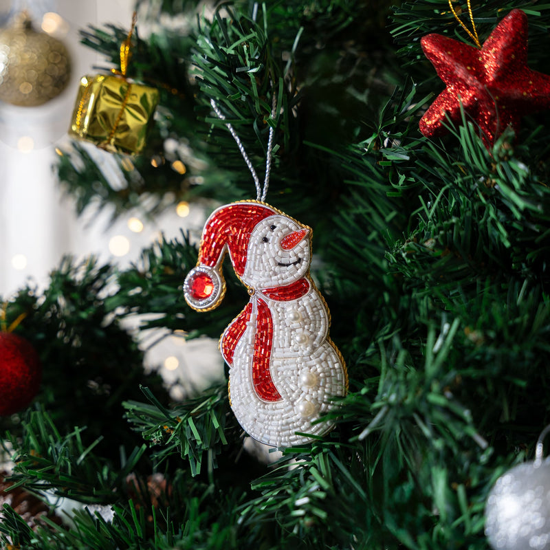 Embroidered Christmas Ornament - Snowman