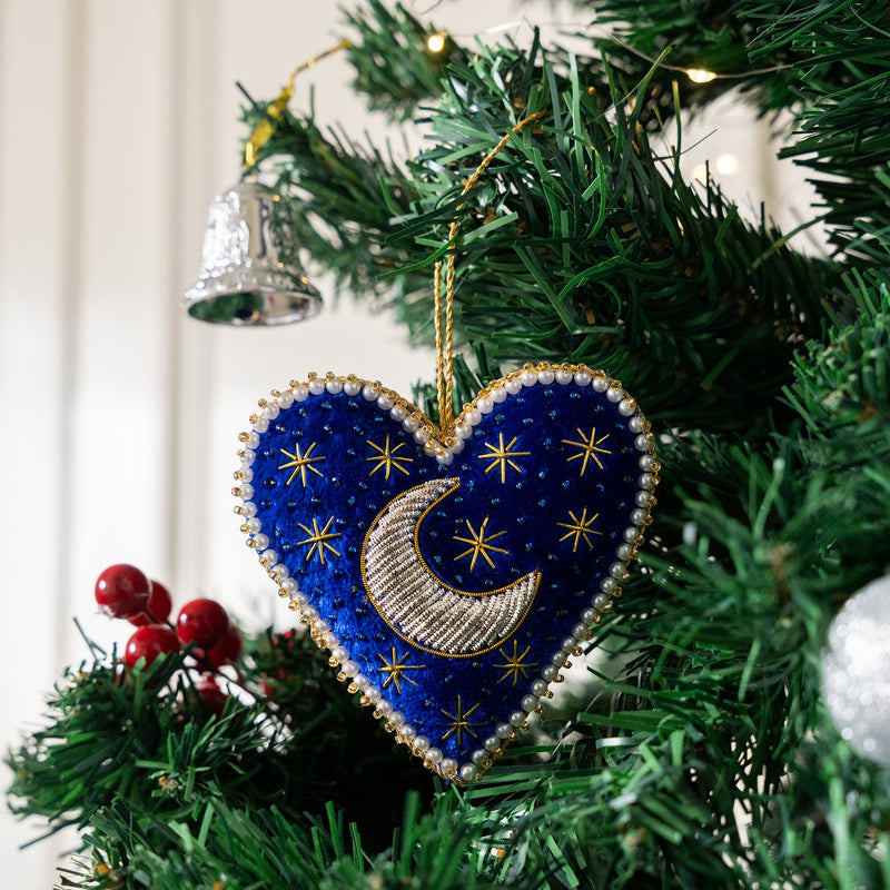 Embroidered Christmas Ornament - Moonlight
