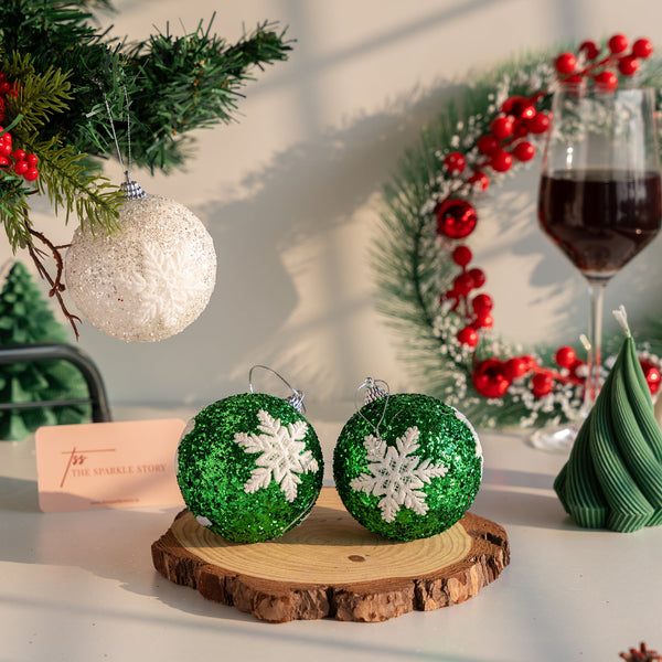 Tinsel Bauble - Snowflake - Set of 2