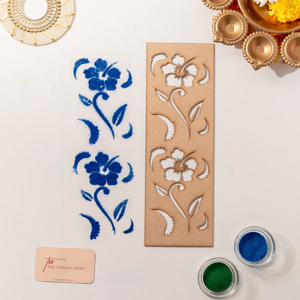 Rangoli Border Stencil - Hibiscus - Set of 2
