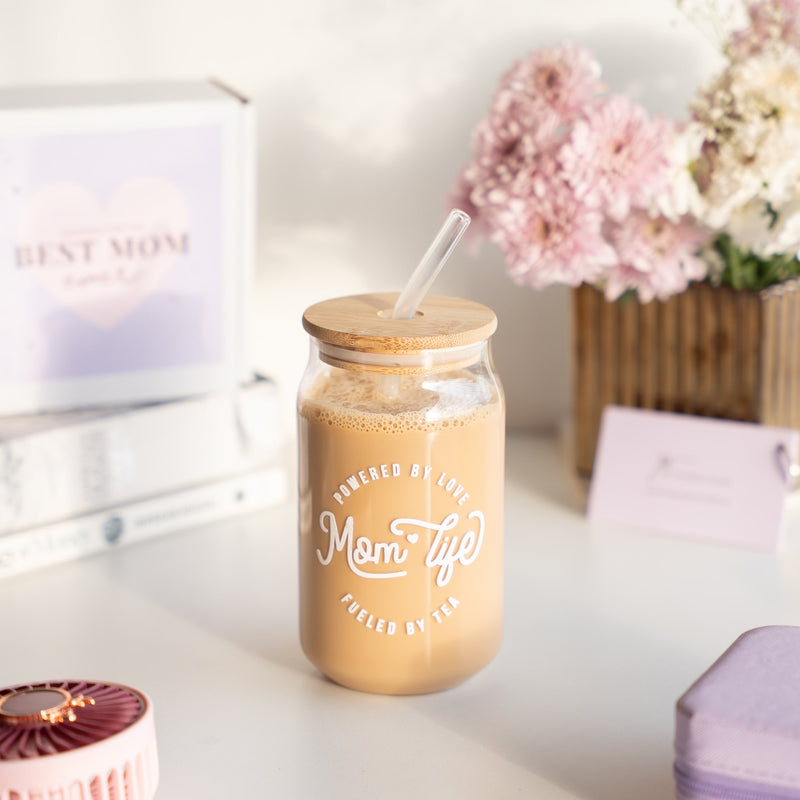Can Glass Tumbler With Straw - Mom Life