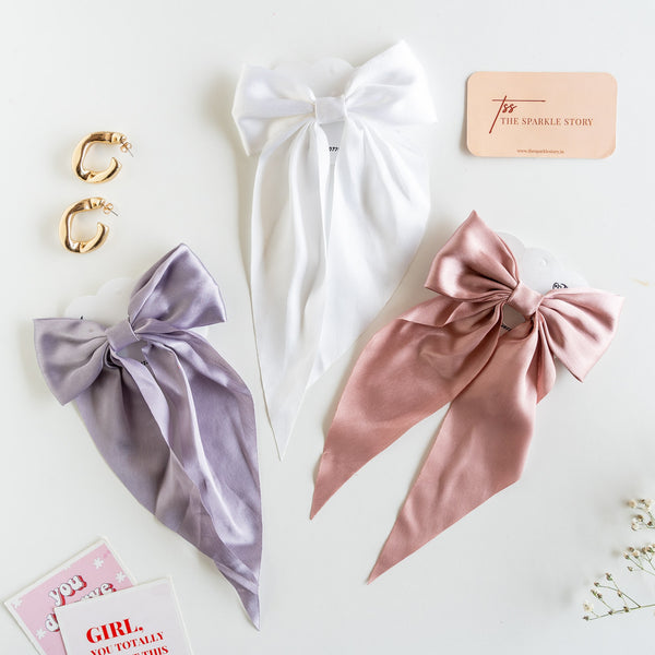 Hair Bow Clip - Set of 2 - Assorted