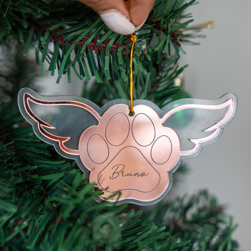 Personalized Ornament - Paw with Wings - Single - COD Not Applicable