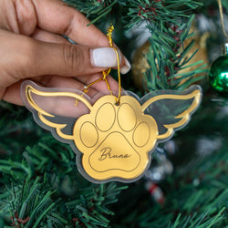 Personalized Ornament - Paw with Wings - Single - COD Not Applicable