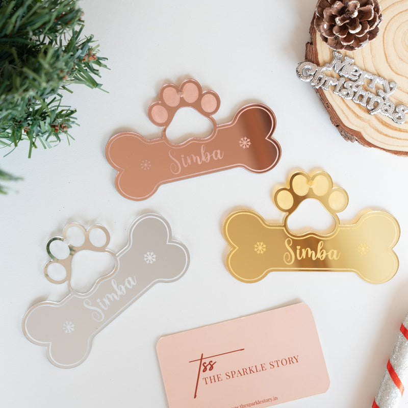 Personalized Ornament - Paw with Bone - Single - COD Not Applicable