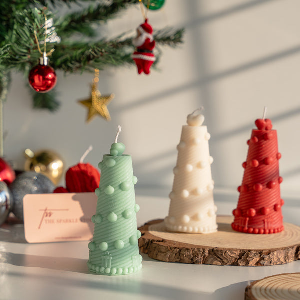 Scented Soy Wax Candle - Decorative Christmas Tree - Single