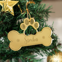 Personalized Ornament - Paw with Bone - Single - COD Not Applicable