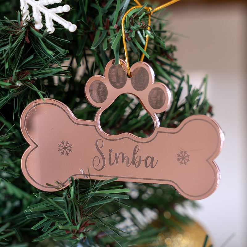 Personalized Ornament - Paw with Bone - Single - COD Not Applicable