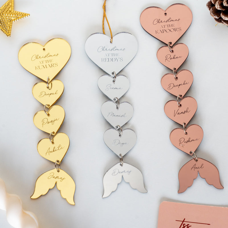 Personalized Family Ornament - Hearts and Angel - COD Not Applicable