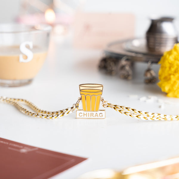 Personalized Enamel Rakhi - Tea - COD Not Applicable