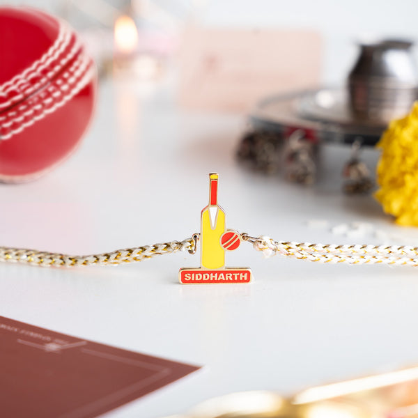 Personalized Enamel Rakhi - Cricket - COD Not Applicable