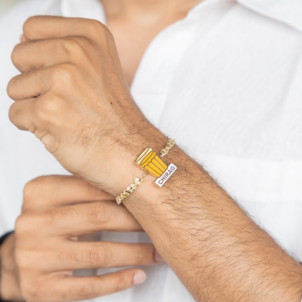 Personalized Enamel Rakhi - Tea - COD Not Applicable