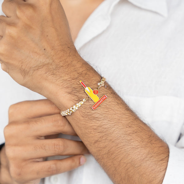 Personalized Enamel Rakhi - Cricket - COD Not Applicable