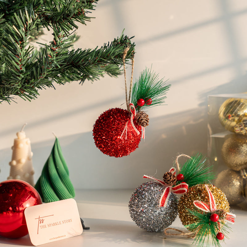 Glitter Bauble - Set of 3