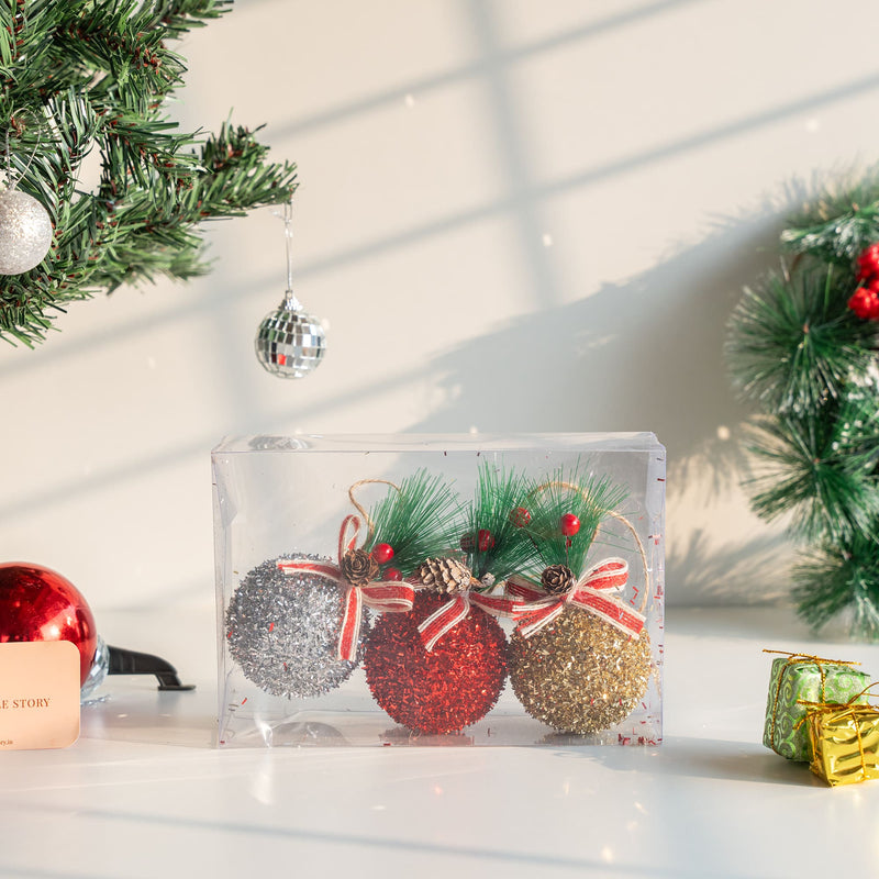 Glitter Bauble - Set of 3