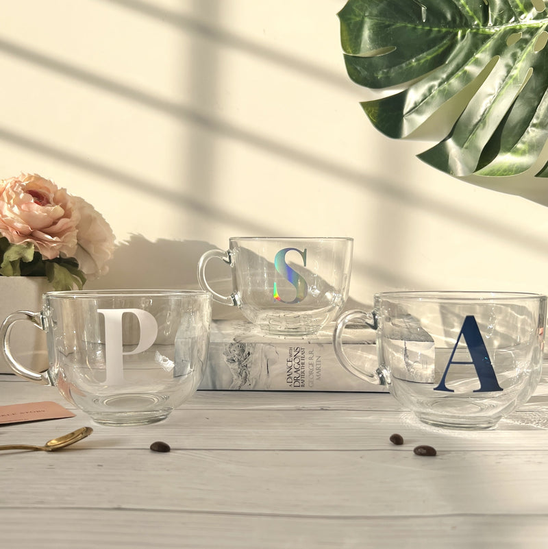Personalized Large Clear Mug - Initial