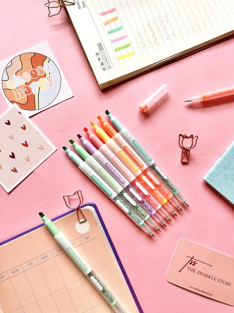 Dual Tip Highlighter and Pen - Set of 6