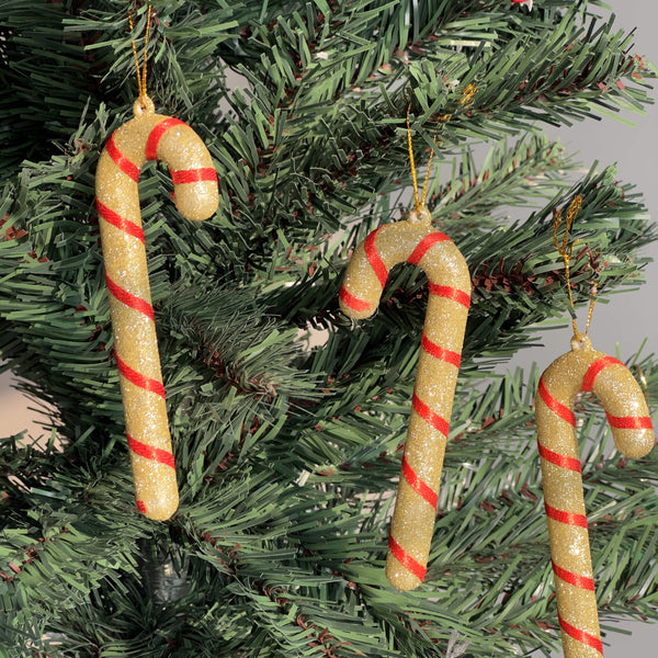 Glitter Ornament - Candy Cane - Set of 3