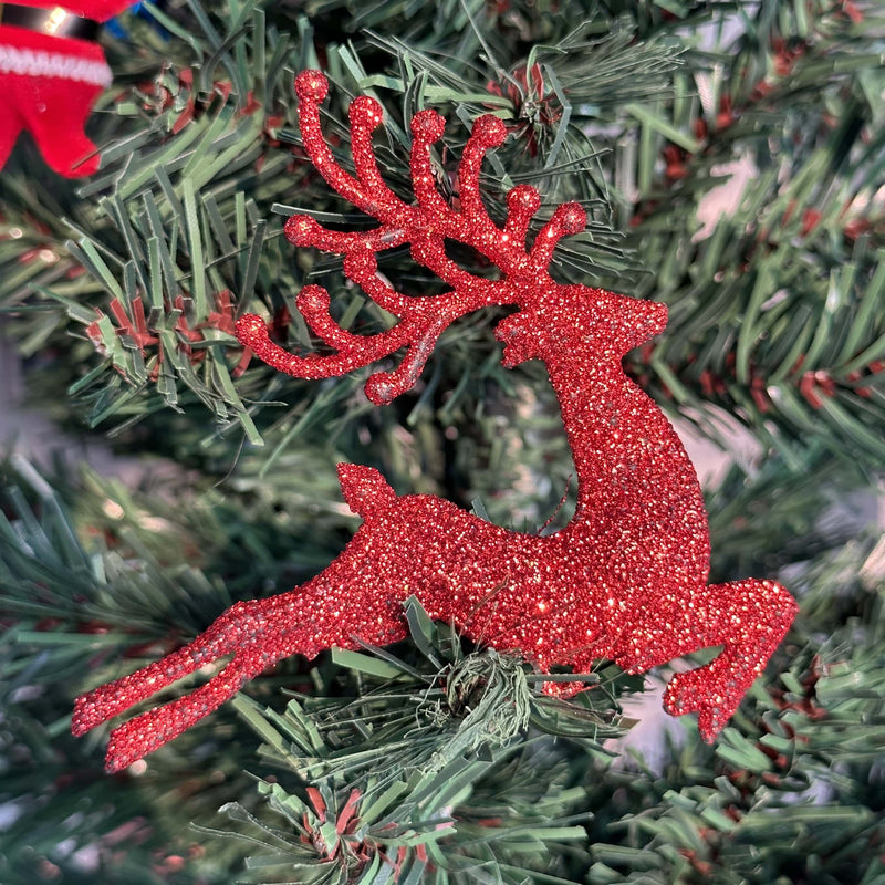 Glitter Ornament - Reindeer - Set of 2