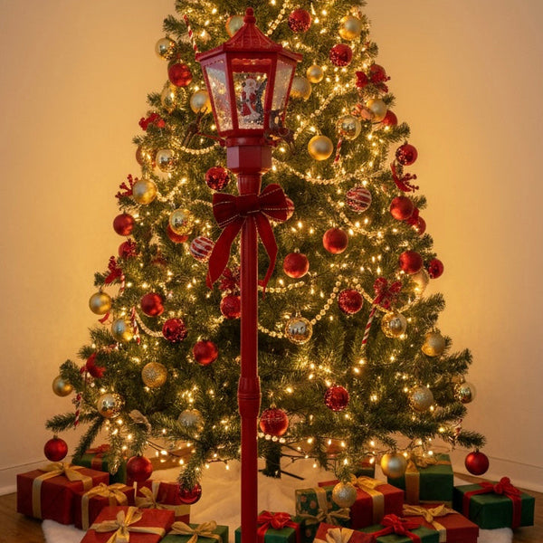 Revolving Christmas Lamp Post - Sleigh - COD Not Applicable