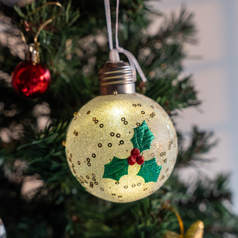 LED Glitter Baubles - Assorted - Single