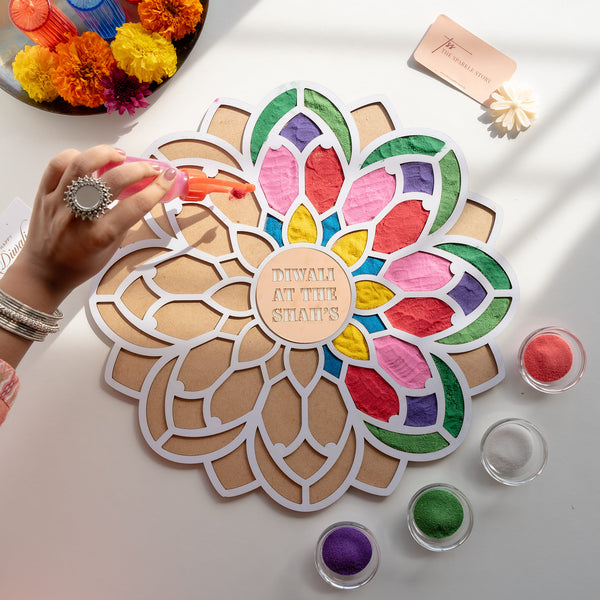 Personalized Large Rangoli Mat - Gardenia - COD Not Applicable
