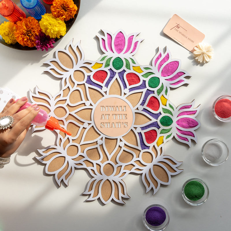 Personalized Large Rangoli Mat - Lotus - COD Not Applicable