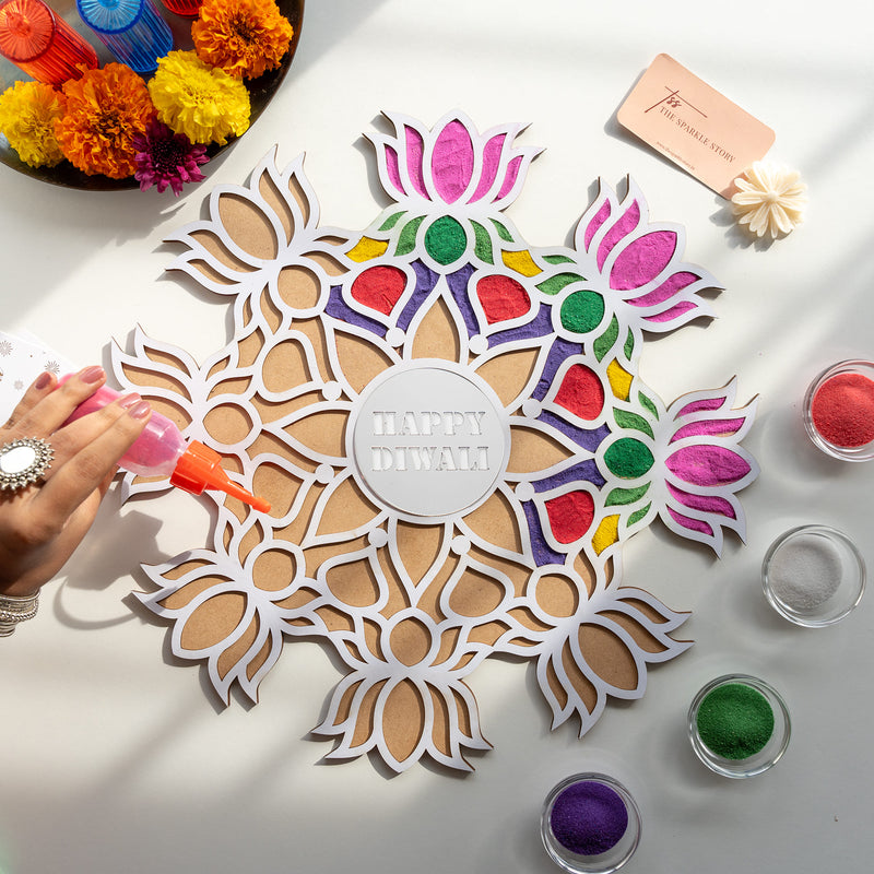 Personalized Large Rangoli Mat - Lotus - COD Not Applicable