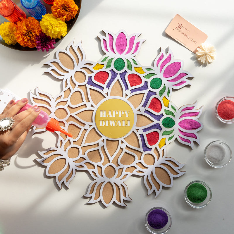 Personalized Large Rangoli Mat - Lotus - COD Not Applicable
