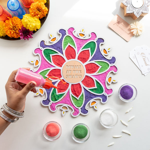 Personalized Medium Rangoli Mat - Diya - COD Not Applicable
