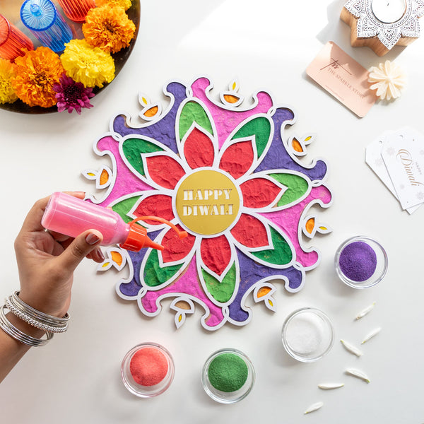 Personalized Medium Rangoli Mat - Diya - COD Not Applicable