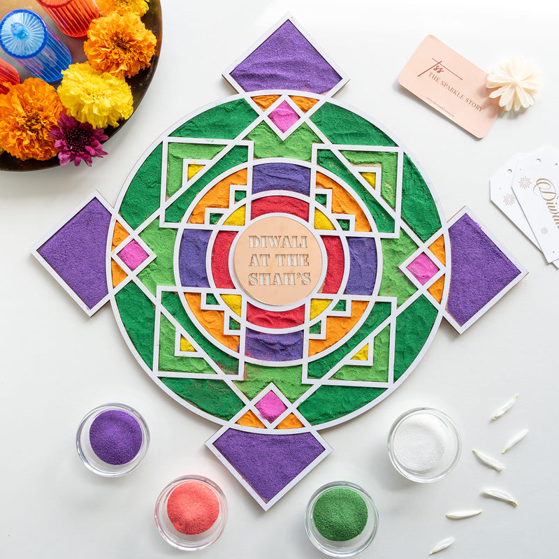 Personalized Medium Rangoli Mat - Geometric - COD Not Applicable