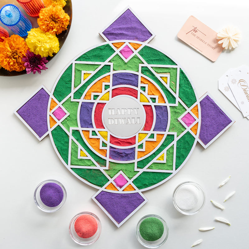 Personalized Medium Rangoli Mat - Geometric - COD Not Applicable