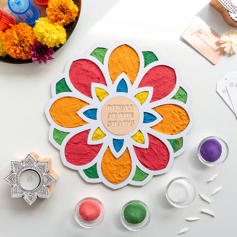 Personalized Medium Rangoli Mat - Lily - COD Not Applicable