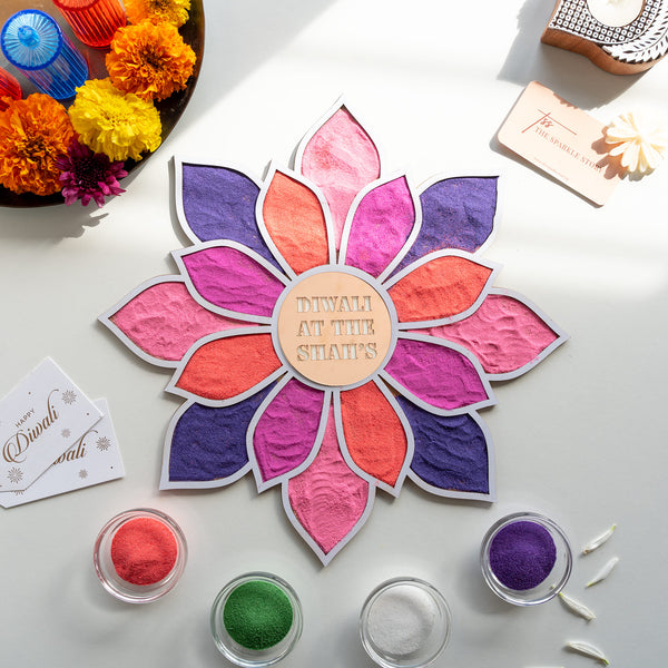 Personalized Medium Rangoli Mat - Periwinkle - COD Not Applicable