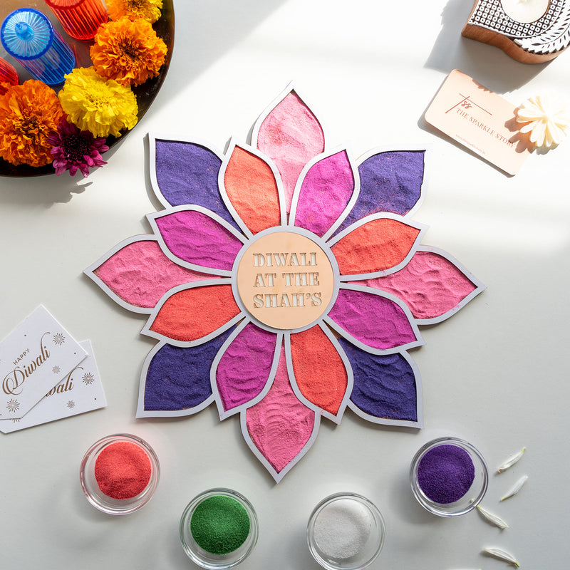 Personalized Medium Rangoli Mat - Periwinkle - COD Not Applicable