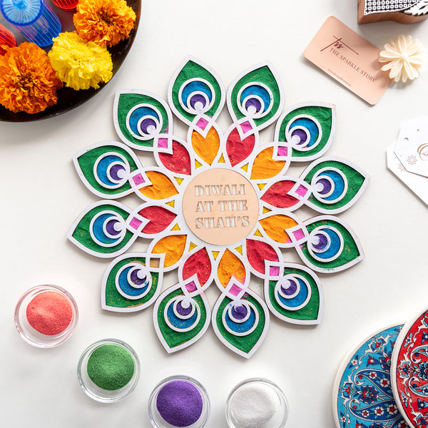 Personalized Medium Rangoli Mat - Regal Bloom - COD Not Applicable