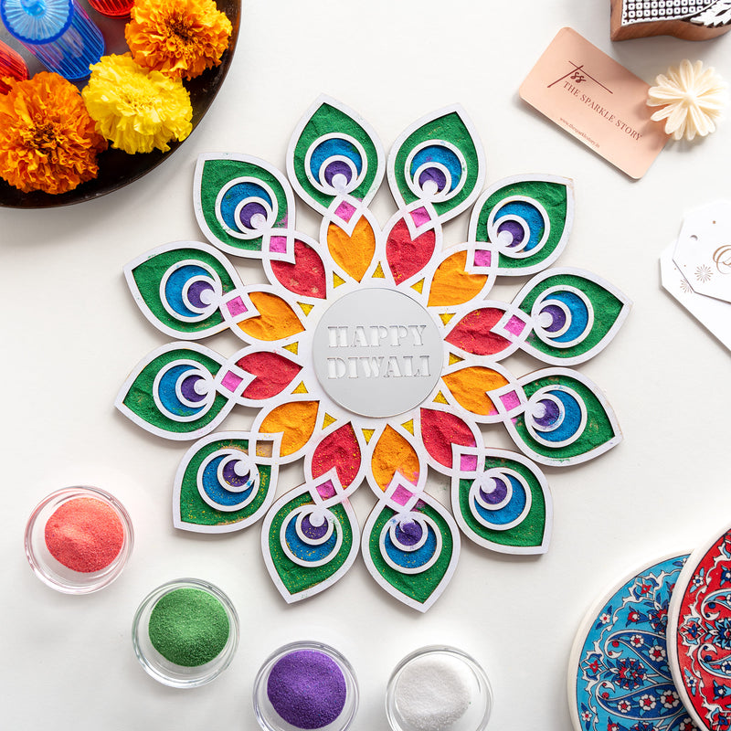 Personalized Medium Rangoli Mat - Regal Bloom - COD Not Applicable
